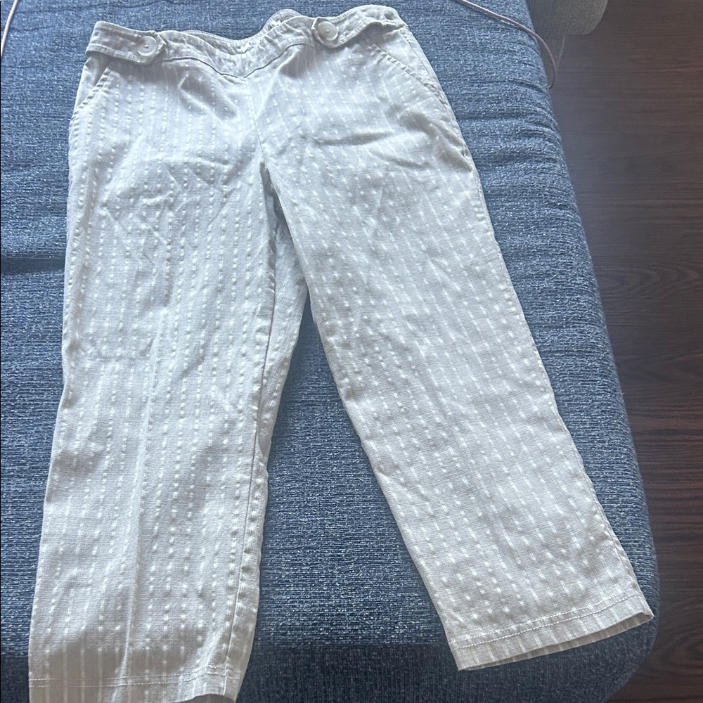 Tan and white Polka stripe Pants